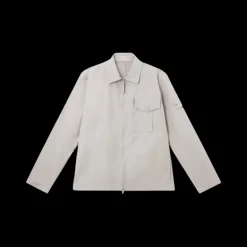 Surchemise zippée  STONE ISLAND Ghost coton gris badge ton sur ton