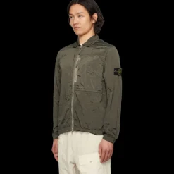 Surchemise zippée STONE ISLAND nylon métal Econyl poche poitrine