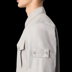 Surchemise zippée  STONE ISLAND Ghost coton gris badge ton sur ton