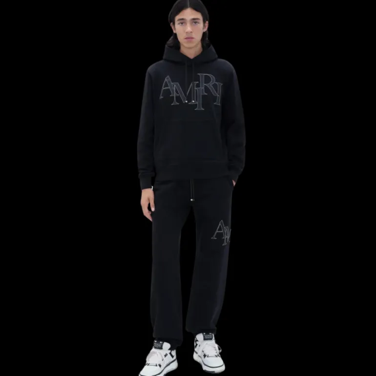 Sweat à capuche AMIRI coton noir logo noir