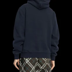 Sweat à capuche BURBERRY jersey coton épais bleu marine motif chevalier