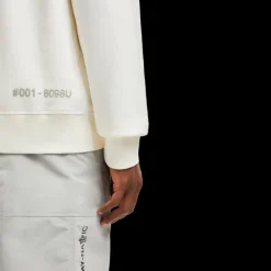 Sweat à capuche MONCLER coton écru logo gris Grenoble effet miroir