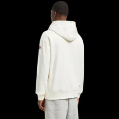 Sweat à capuche MONCLER coton écru logo gris Grenoble effet miroir
