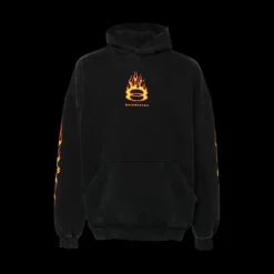 Sweat-shirt à capuche BALENCIAGA Burning Unity coton noir flamme orange