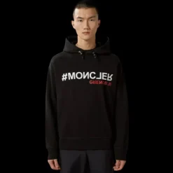 Sweat-shirt à capuche coton noir Moncler Grenoble