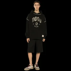 Sweat-shirt à capuche DOLCE & GABBANA Palermo coton noir logo blason beige