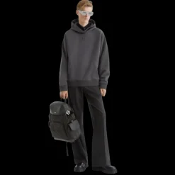 Sweat-shirt à capuche FENDI coton gris foncé broderie logo FF