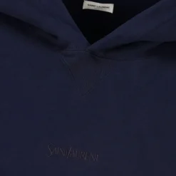 Sweat-shirt à capuche Hoodie bleu marine broderie Saint Laurent
