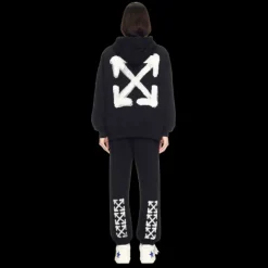 Sweat-shirt à capuche OFF WHITE coton noir Spray Arrow blanc