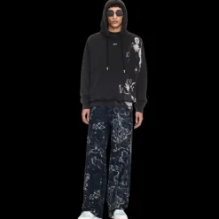 Sweat-shirt à capuche OFF WHITE hoodie coton noir délavé imprimé Mary