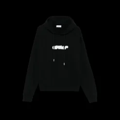 Sweat-shirt à capuche OFF WHITE coton noir Spray Arrow blanc