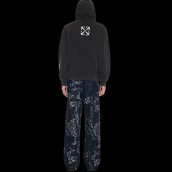 Sweat-shirt à capuche OFF WHITE hoodie coton noir délavé imprimé Mary