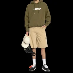 Sweat-shirt à capuche OFF WHITE coton kaki Spray Arrow blanc