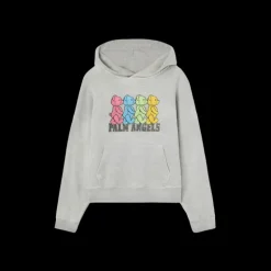 Sweat-shirt à capuche PALM ANGELS coton gris nounours multicolore