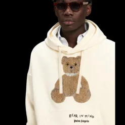 Sweat-shirt à capuche PALM ANGELS coton écru Bear in Mind