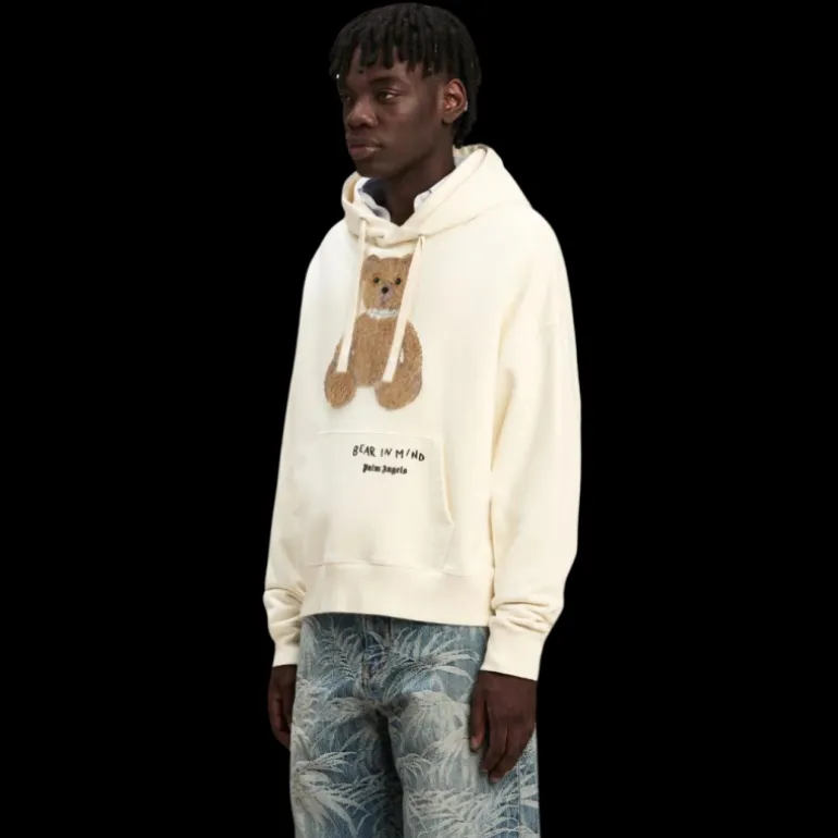 Sweat-shirt à capuche PALM ANGELS coton écru Bear in Mind