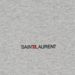 Sweat-shirt à capuche SAINT LAURENT coton gris logo Saint Laurent Rive Gauche