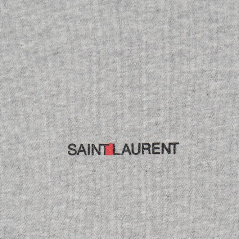Sweat-shirt à capuche SAINT LAURENT coton gris logo Saint Laurent Rive Gauche