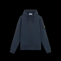 Sweat-shirt à capuche STONE ISLAND cardigan zippé coton molletonné bleu marine