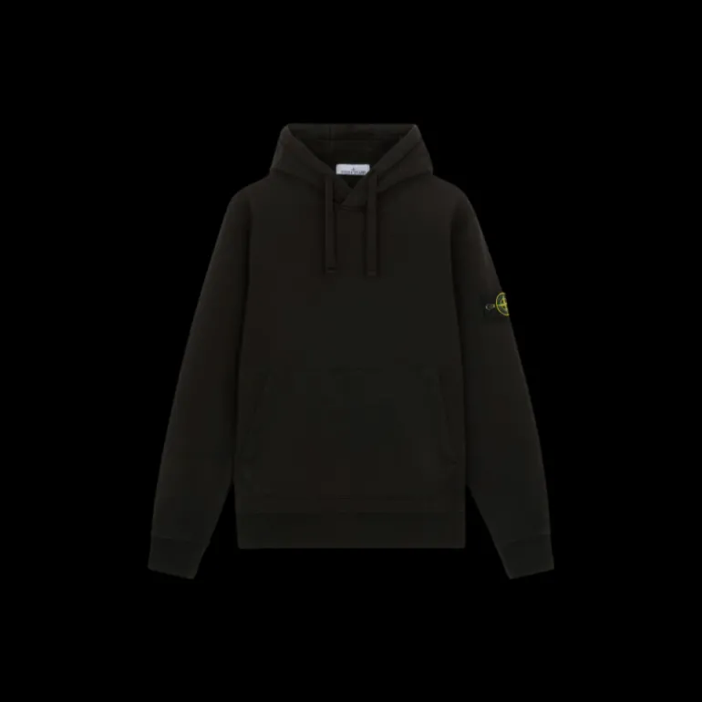 Sweat-shirt à capuche STONE ISLAND molleton coton noir