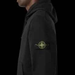 Sweat-shirt à capuche STONE ISLAND coton molleton noir