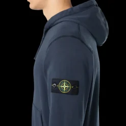 Sweat-shirt à capuche STONE ISLAND cardigan zippé coton molletonné bleu marine