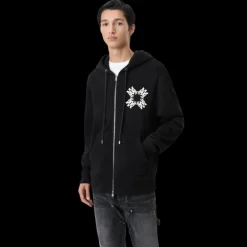 Sweat-shirt à capuche zippé AMIRI coton noir monogramme MA Quad blanc