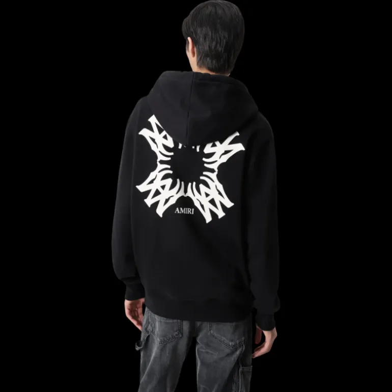 Sweat-shirt à capuche zippé AMIRI coton noir monogramme MA Quad blanc