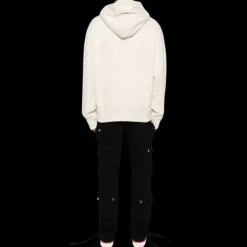 Sweat-shirt AMIRI capuche hoodie coton beige broderie logo ton sur ton