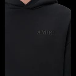 Sweat-shirt capuche AMIRI hoodie coton noir broderie logo ton sur ton