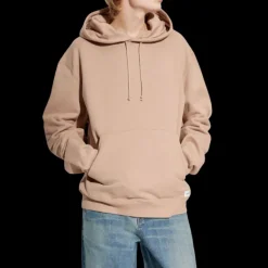 Sweat-shirt capuche SAINT LAURENT coton beige vieux rose étiquette logo