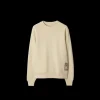 Sweatshirt col rond BURBERRY coton beige patch étiquette check beige