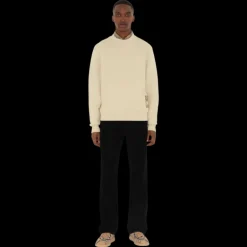 Sweatshirt col rond BURBERRY coton beige patch étiquette check beige