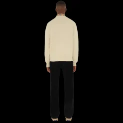 Sweatshirt col rond BURBERRY coton beige patch étiquette check beige