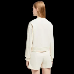 Sweat-shirt col rond MONCLER écru manche bande crochet noir