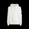 Sweat-shirt CP COMPANY coton polaire blanc capuche logo