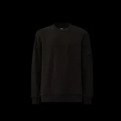 Sweat-shirt CP COMPANY ras du cou coton tissage diagonal noir