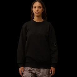 Sweat-shirt CP COMPANY ras du cou coton tissage diagonal noir