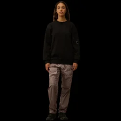 Sweat-shirt CP COMPANY ras du cou coton tissage diagonal noir