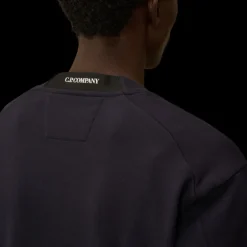 Sweat-shirt CP COMPANY ras du cou coton tissage diagonal bleu marine