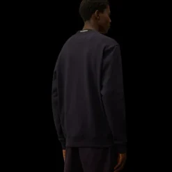 Sweat-shirt CP COMPANY ras du cou coton tissage diagonal bleu marine