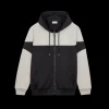 Sweat-shirt Hoodie zippé molleton noir beige broderie saint laurent