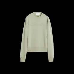 Sweat-shirt LANVIN col rond coton vert lin logo embossé