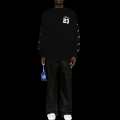 Sweat-shirt OFF WHITE col rond coton noir Abloh 23 blanc