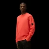 Sweat-shirt ras du cou CP COMPANY en coton polaire rouge à relief diagonal