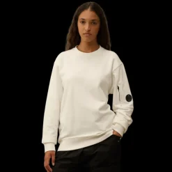 Sweat-shirt ras du cou CP COMPANY en coton polaire blanc à relief diagonal
