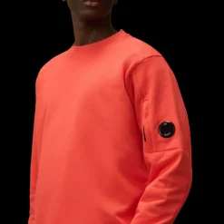 Sweat-shirt ras du cou CP COMPANY en coton polaire rouge à relief diagonal