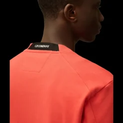 Sweat-shirt ras du cou CP COMPANY en coton polaire rouge à relief diagonal