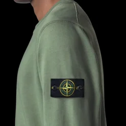 Sweat-shirt ras-du-cou STONE ISLAND molleton coton bio kaki