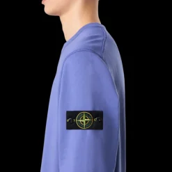 Sweat-shirt ras-du-cou STONE ISLAND molleton coton bio violet lavande